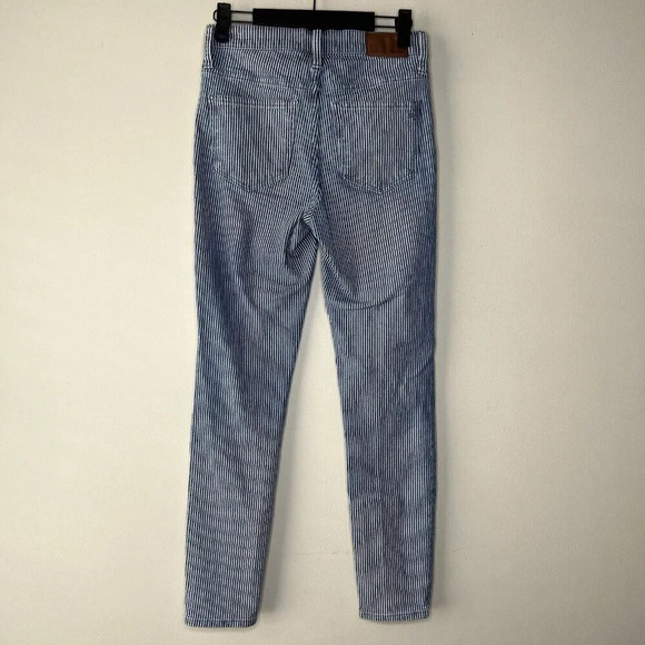Madewell Women's 9" Mid-Rise Skinny Jeans Size 25 in Blue White Piper Stripe EUC - Picture 5 of 11